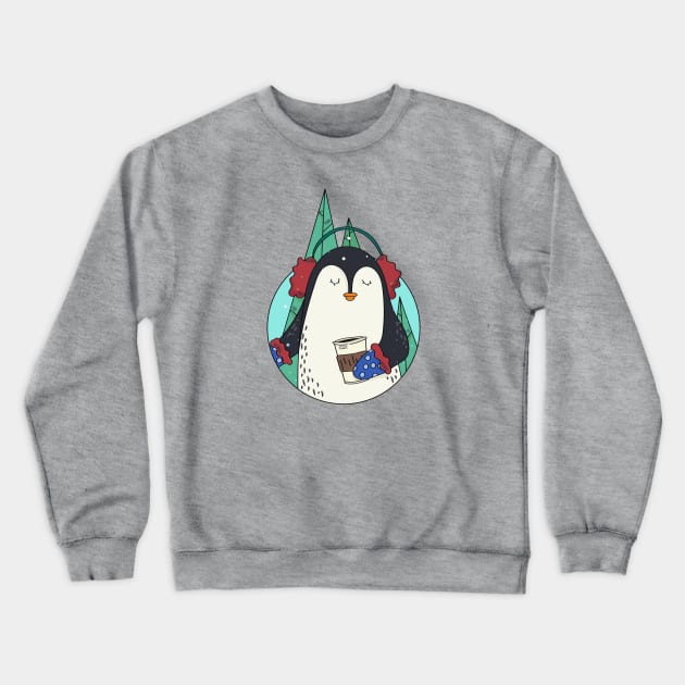 Cute Christmas Penguin Illustration // Festive Animal Cartoon Crewneck Sweatshirt by SLAG_Creative